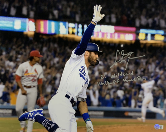 CHRIS TAYLOR DODGERS SIGNED 16X20 PHOTO "21 WILDCARD WALKOFF HOME RUN" INSC BAS