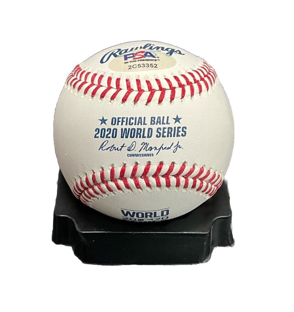 CHRIS TAYLOR DODGERS SIGNED 2020 WORLD SERIES BASEBALL "2020 WS CHAMPS" INSC PSA