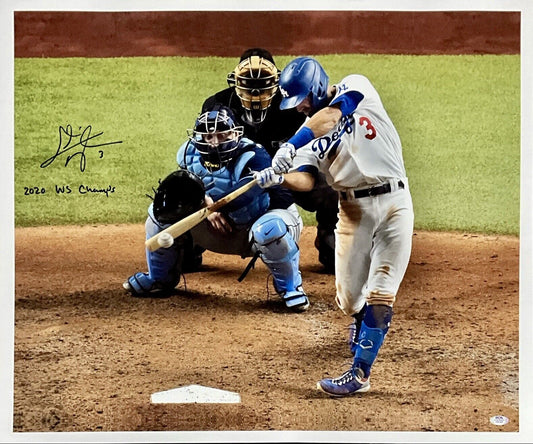 CHRIS TAYLOR DODGERS SIGNED 22X26 WS HOMERUN CANVAS "2020 WS CHAMPS" PSA 1C01422