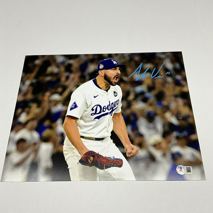 ALEX VESIA DODGERS 2024 WS CHAMPION SIGNED 11X14WORLD SERIES  SHOUTING PHOTO BAS