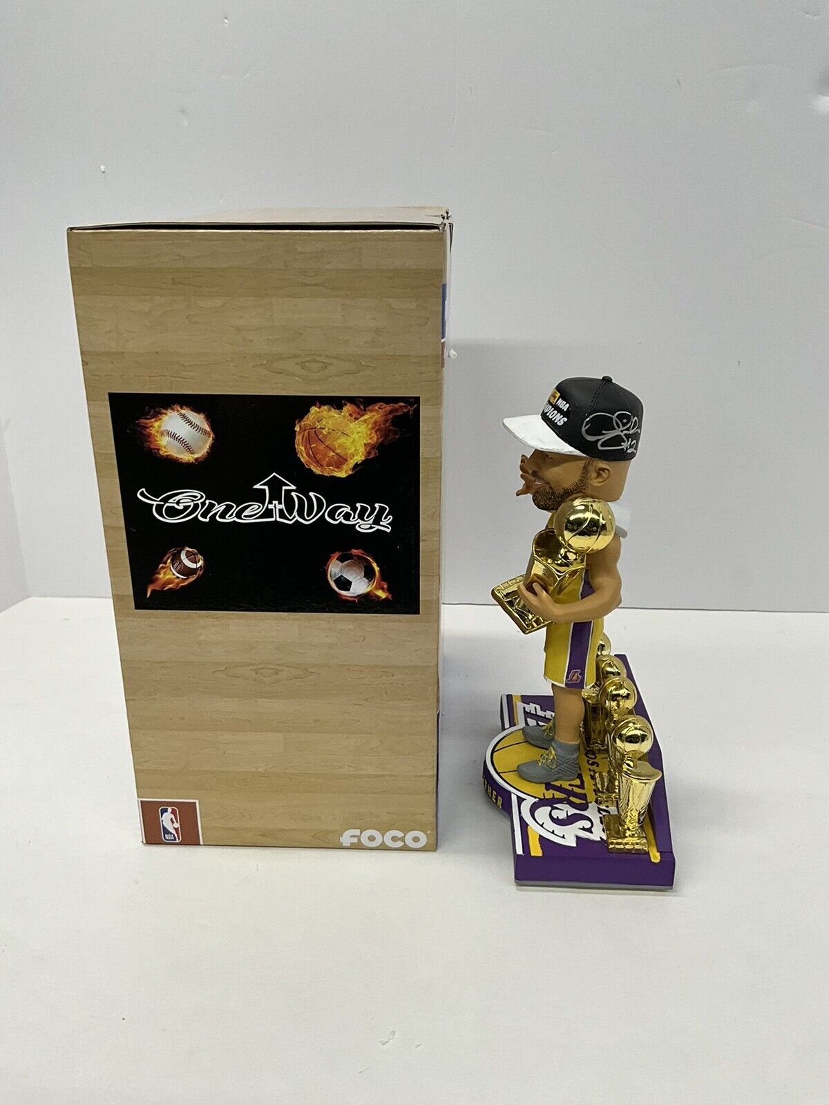 DEREK FISHER SIGNED LAKERS 5X CHAMPION LIMITED #/360 FOCO BOBBLEHEAD BAS W128230