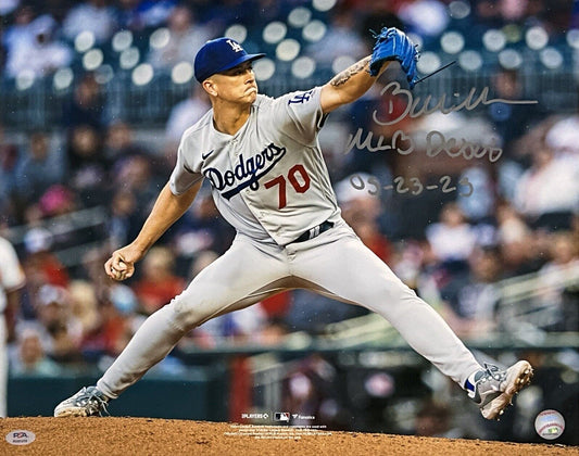 BOBBY MILLER DODGERS SIGNED 16X20 PHOTO VS BRAVES "MLB DEBUT 05-23-23" PSA ITP