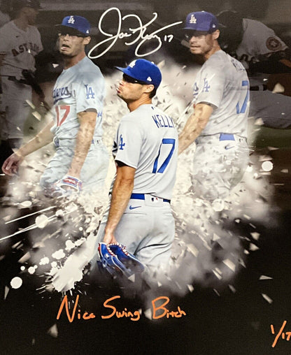 1/17 JOE KELLY DODGERS SIGNED 22X26 POUTY FACE EDIT CANVAS "NICE SWING BITCH PSA