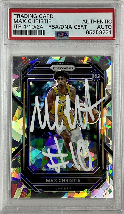 MAX CHRISTIE SIGNED LAKERS CRACKED ICE PANINI PRIZM 270 RC PSA ITP 85253231