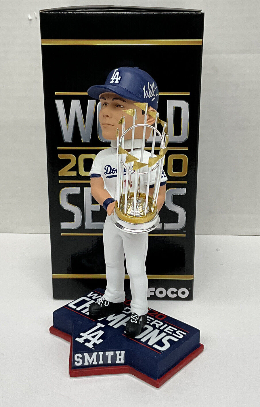 WILL SMITH DODGERS SIGNED FOCO 2020 WS CHAMPIONSHIP BOBBLEHEAD BAS WW31090