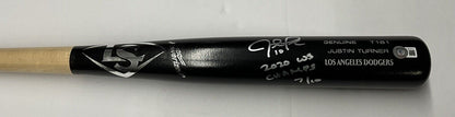 7/10 S JUSTIN TURNER DODGERS SIGNED LOUISVILLE SLUGGER BAT "2020 WS CHAMPS" BAS