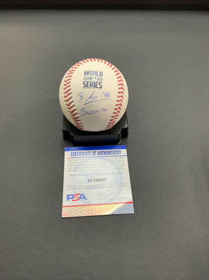 BRUSDAR GRATEROL DODGERS SIGNED 2020 WORLD SERIES BASEBALL "BAZOOKA" PSA ITP COA