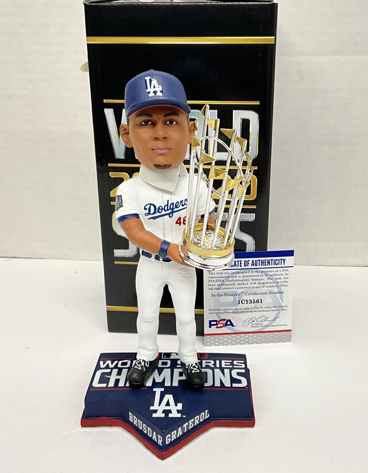 BRUSDAR GRATEROL DODGERS SIGNED FOCO BOBBLEHEAD "2020 WS CHAMPS" PSA 1C13561