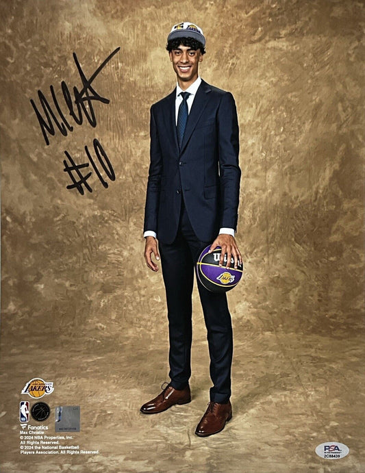 MAX CHRISTIE LOS ANGELES LAKERS SIGNED 11X14 AFTER DRAFT PHOTO PSA WITNESS COA