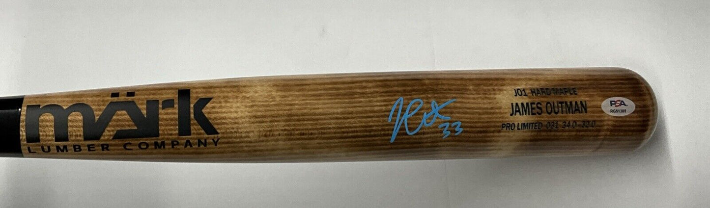 JAMES OUTMAN DODGERS SIGNED MARK LUMBER GAME MODEL J01 MAPLE BAT PSA RG51305