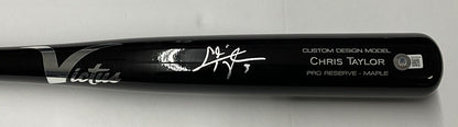 CHRIS TAYLOR DODGERS SIGNED VICTUS GAME MODEL CUSTOM BLACK BAT BAS ITP WZ59528