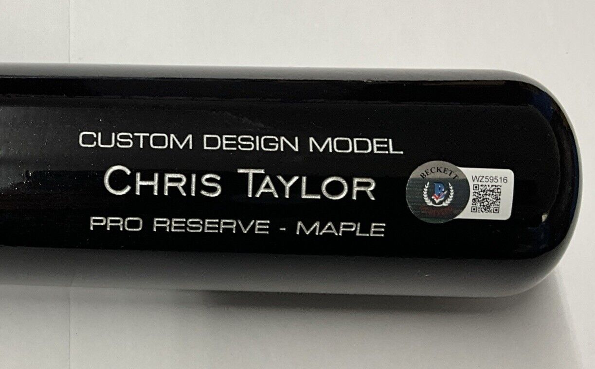 CHRIS TAYLOR DODGERS SIGNED VICTUS GAME MODEL CUSTOM BLACK BAT BAS ITP WZ59516