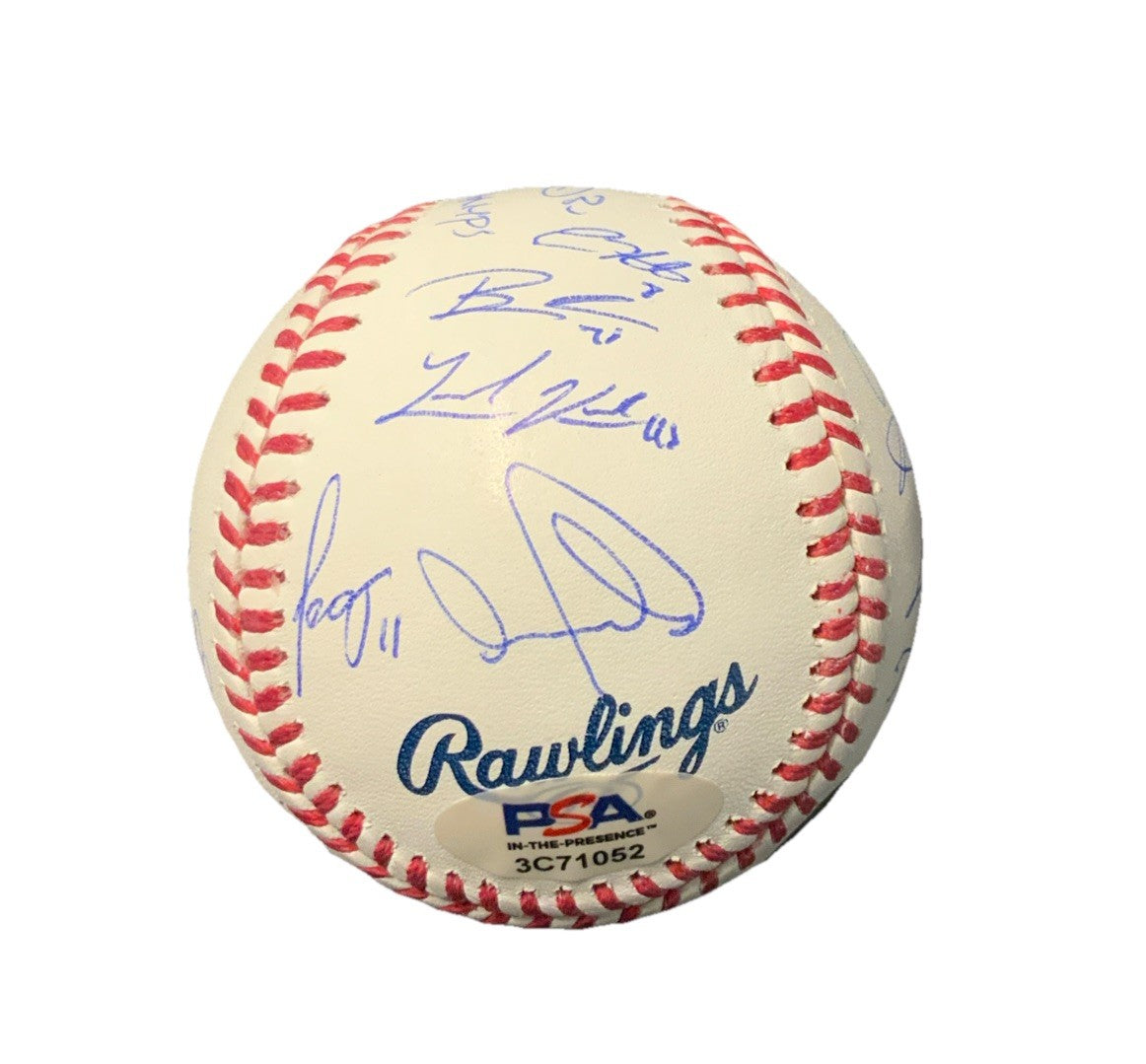 DODGERS SIGNED 2024 WORLD SERIES BALL 21 AUTOS FREEMAN TEO MUNCY BUEHLER PSA 052