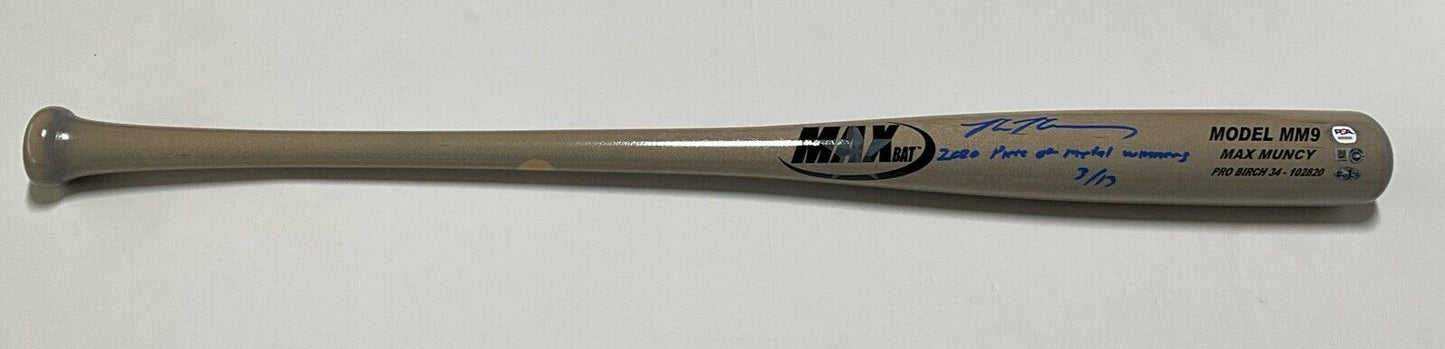 3/13 MAX MUNCY SIGNED GAME MODEL MM9 MAXBAT "2020 piece of metal winner" MLB PSA