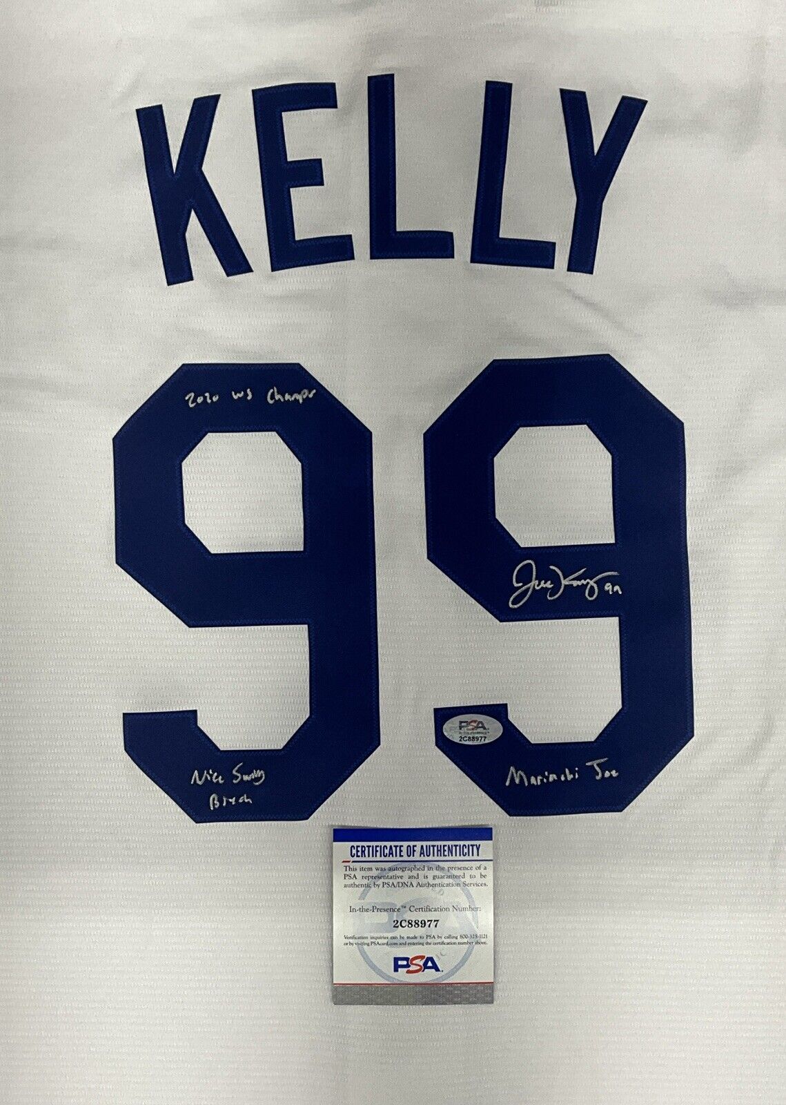 JOE KELLY SIGNED JERSEY "2020 CHAMPS NICE SWING BITCH MARIACHI JOE" PSA 2C88977