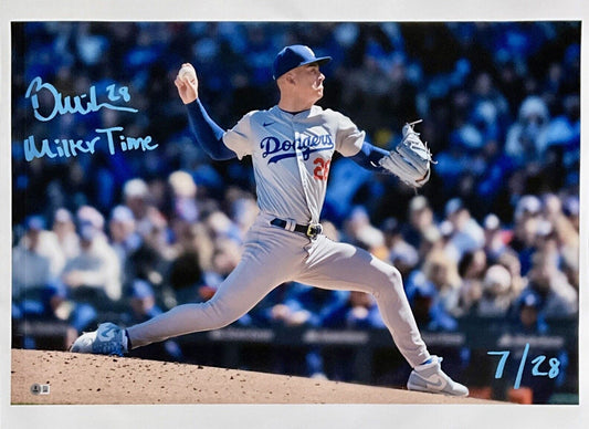 7/28 BOBBY MILLER DODGERS SIGNED 20X30 CANVAS PRINT "MILLER TIME" BECKETT ITP