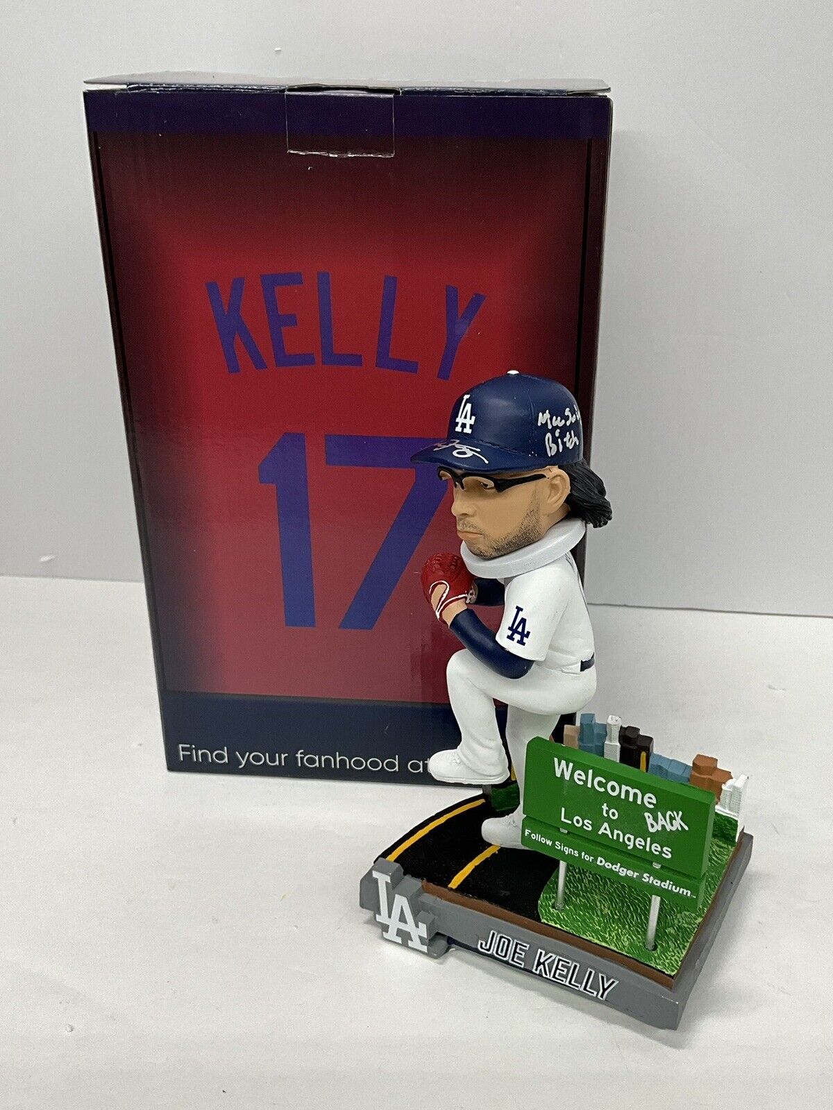 JOE KELLY SIGNED WELCOME BACK TO LA BOBBLEHEAD "NICE SWING BITCH"  PSA 3C13431