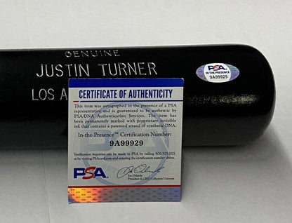 JUSTIN TURNER DODGERS WS CHAMP SIGNED LOUISVILLE SLUGGER MODEL BAT PSA 9A99929