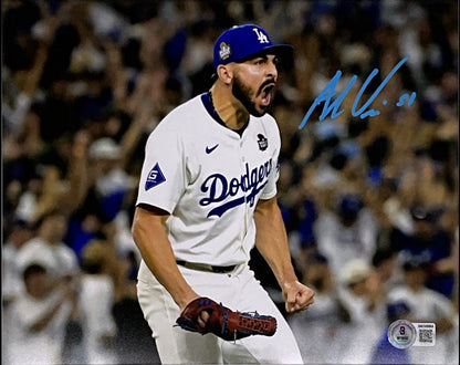 ALEX VESIA DODGERS 2024 WS CHAMPION SIGNED 8X10 WORLD SERIES  SHOUTING PHOTO BAS