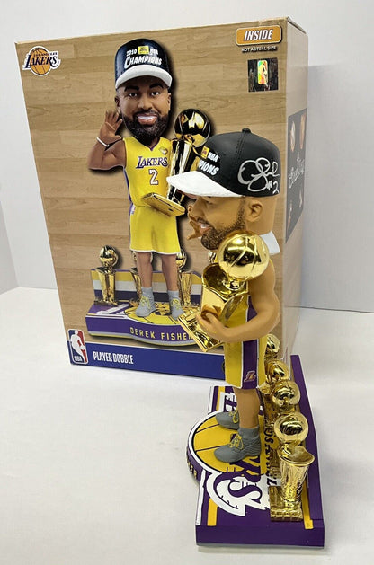 DEREK FISHER SIGNED LAKERS 5X CHAMPION LIMITED #/360 FOCO BOBBLEHEAD BAS W128229