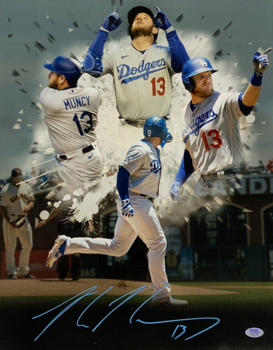 MAX MUNCY DODGERS SIGNED 16X20 GIANT KILLER PHOTO EDIT PSA ITP BLUE