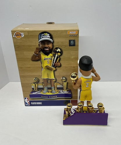 DEREK FISHER SIGNED LAKERS LIMITED FOCO BOBBLEHEAD "5X NBA CHAMP" PSA 1C61463