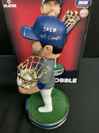 CHRIS TAYLOR DODGERS SIGNED CHAMPIONSHIP BOBBLEHEAD "2020 WS CHAMPS" PSA 1C01598