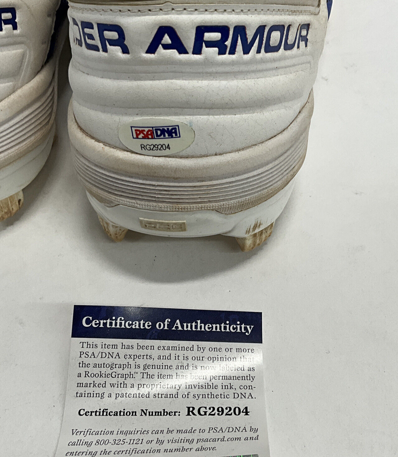 DJ PETERS DODGERS TIGERS FULL NAME SIGNED GAME USED CLEATS PSA RG29205/04