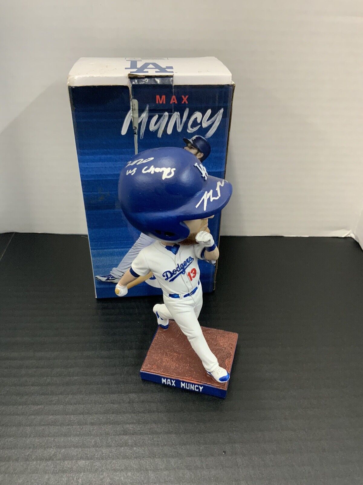 MAX MUNCY DODGERS SIGNED SGA BOBBLEHEAD "2020 WS CHAMPS" INSCRIPTION MLB COA