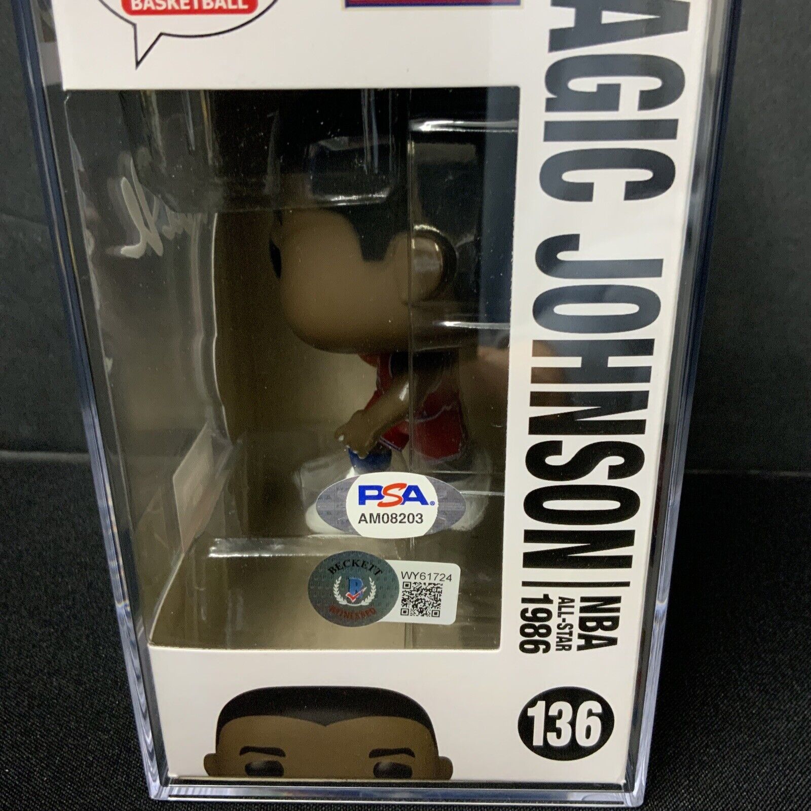 MAGIC JOHNSON SIGNED ALL STAR #136 FUNKO POP PSA AM08203 SLABBED/ ENCAPSULATED