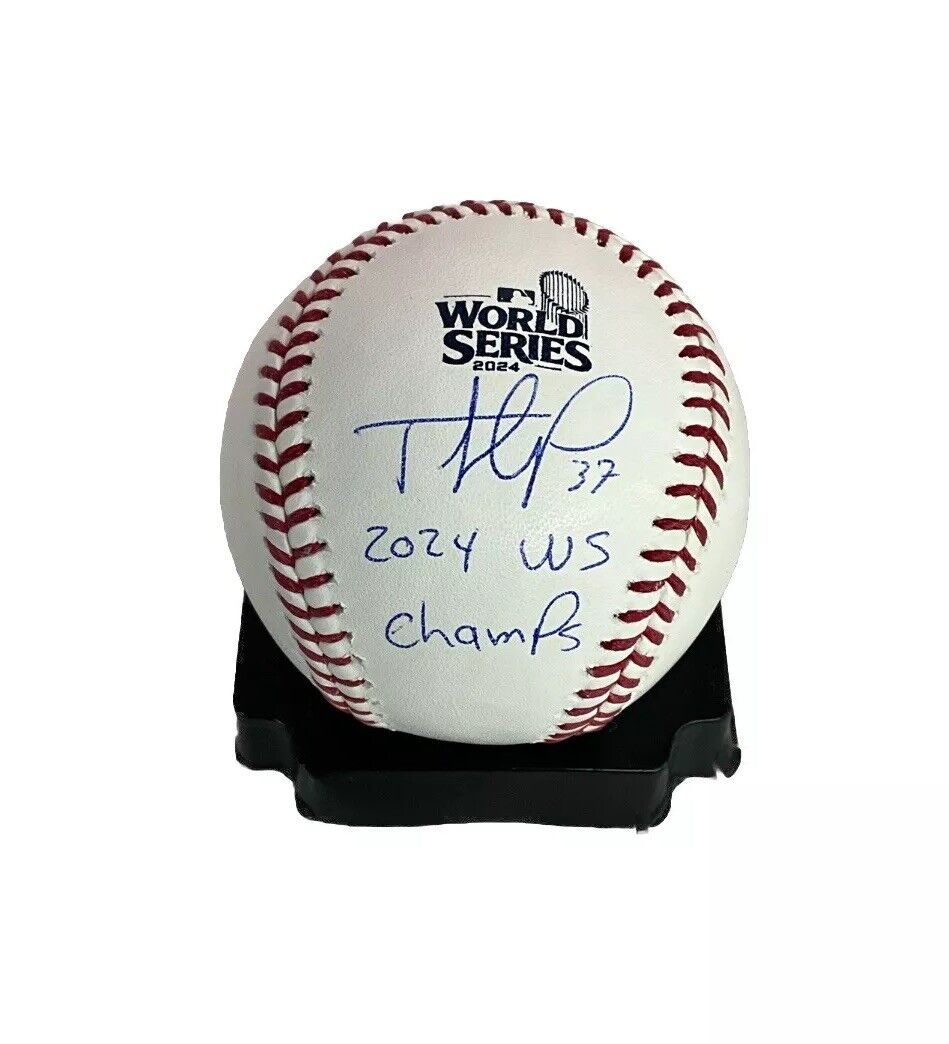 TEOSCAR HERNANDEZ SIGNED 2024 WORLD SERIES BASEBALL "2024 WS CHAMPS" INSCRIP PSA