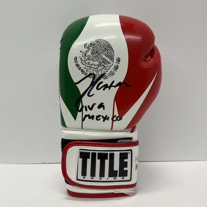 JULIO CESAR CHAVEZ SIGNED TITLE MEXICO LH GLOVE WITH "VIVA MEXICO" BAS W210309