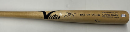 6/20 CHRIS TAYLOR DODGERS SIGNED VICTUS GAME MODEL BAT "2020 WS CHAMPS" INS PSA