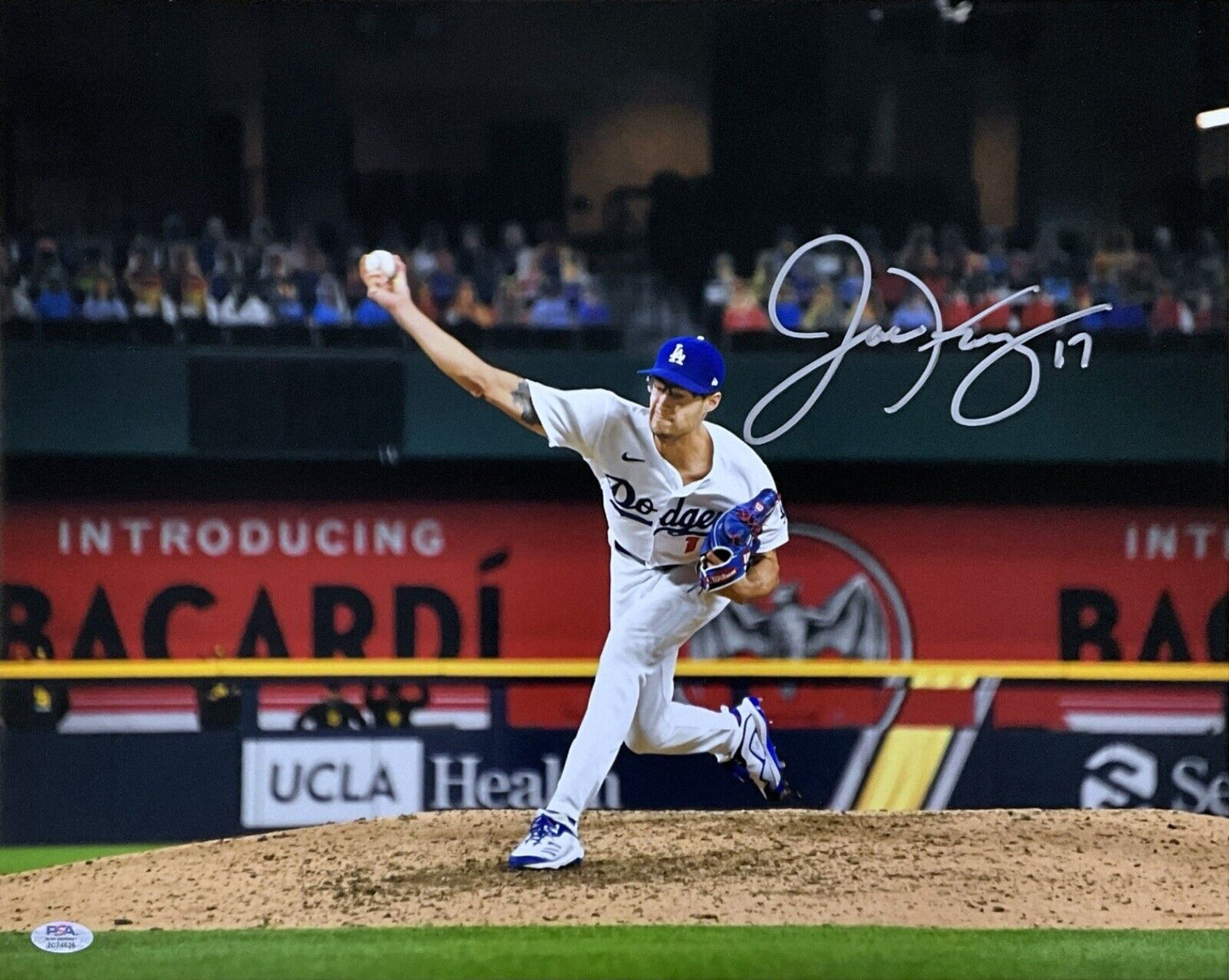 JOE KELLY DODGERS 2020 WS CHAMPION SIGNED 16X20 PITCHING PHOTO PSA WITNESS