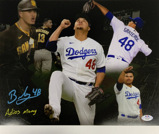 BRUSDAR GRATEROL DODGERS SIGNED 11X14 WITH MACHADO "ADIOS MANNY" PHOTO EDIT PSA