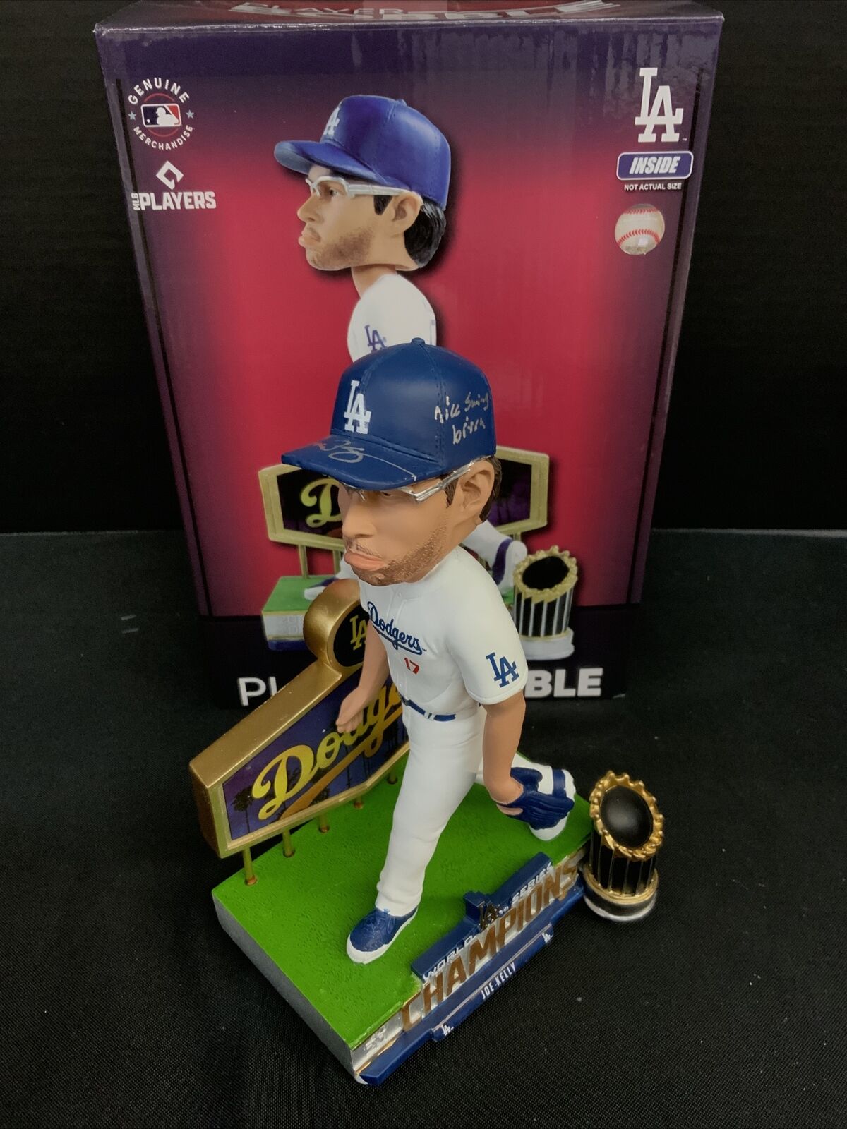 JOE KELLY DODGERS SIGNED POUTY FACE BOBBLEHEAD "NICE SWING BITCH" PSA 9A96005