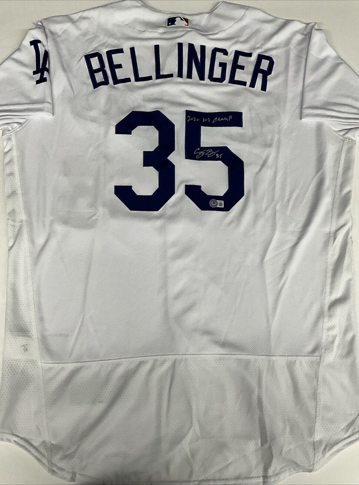 CODY BELLINGER SIGNED DODGERS JERSEY "2020 WS CHAMPS" INSCRIPT BECKETT AC09964