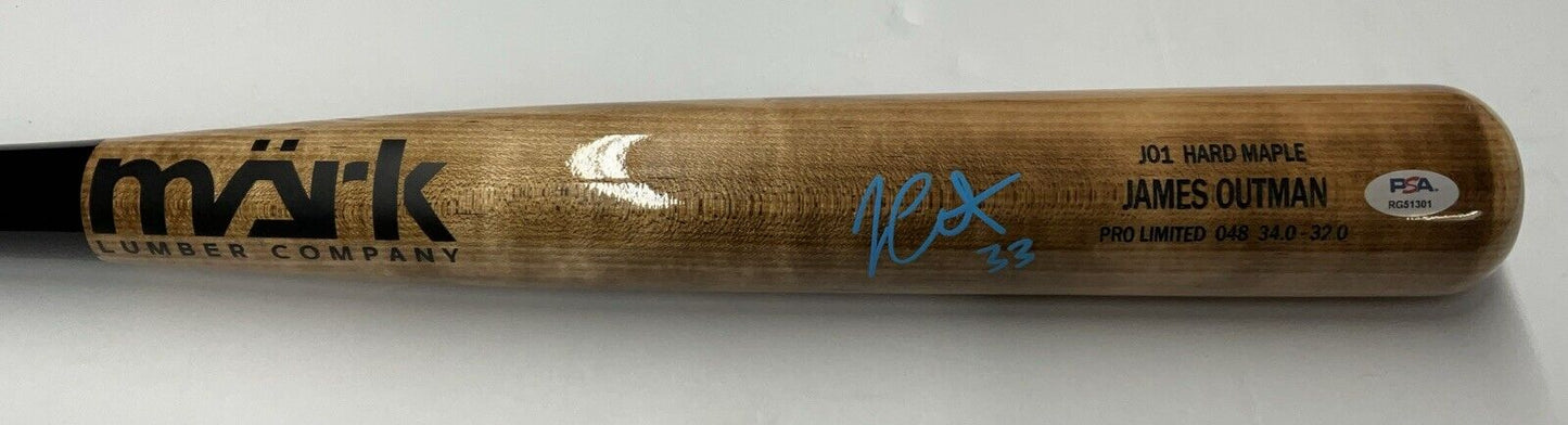 JAMES OUTMAN DODGERS SIGNED MARK LUMBER GAME MODEL J01 MAPLE BAT PSA RG51301