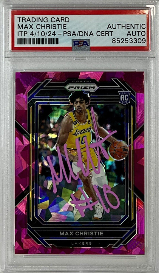 MAX CHRISTIE SIGNED LAKERS CRACKED ICE PINK PANINI PRIZM 270 RC PSA ITP 85253309