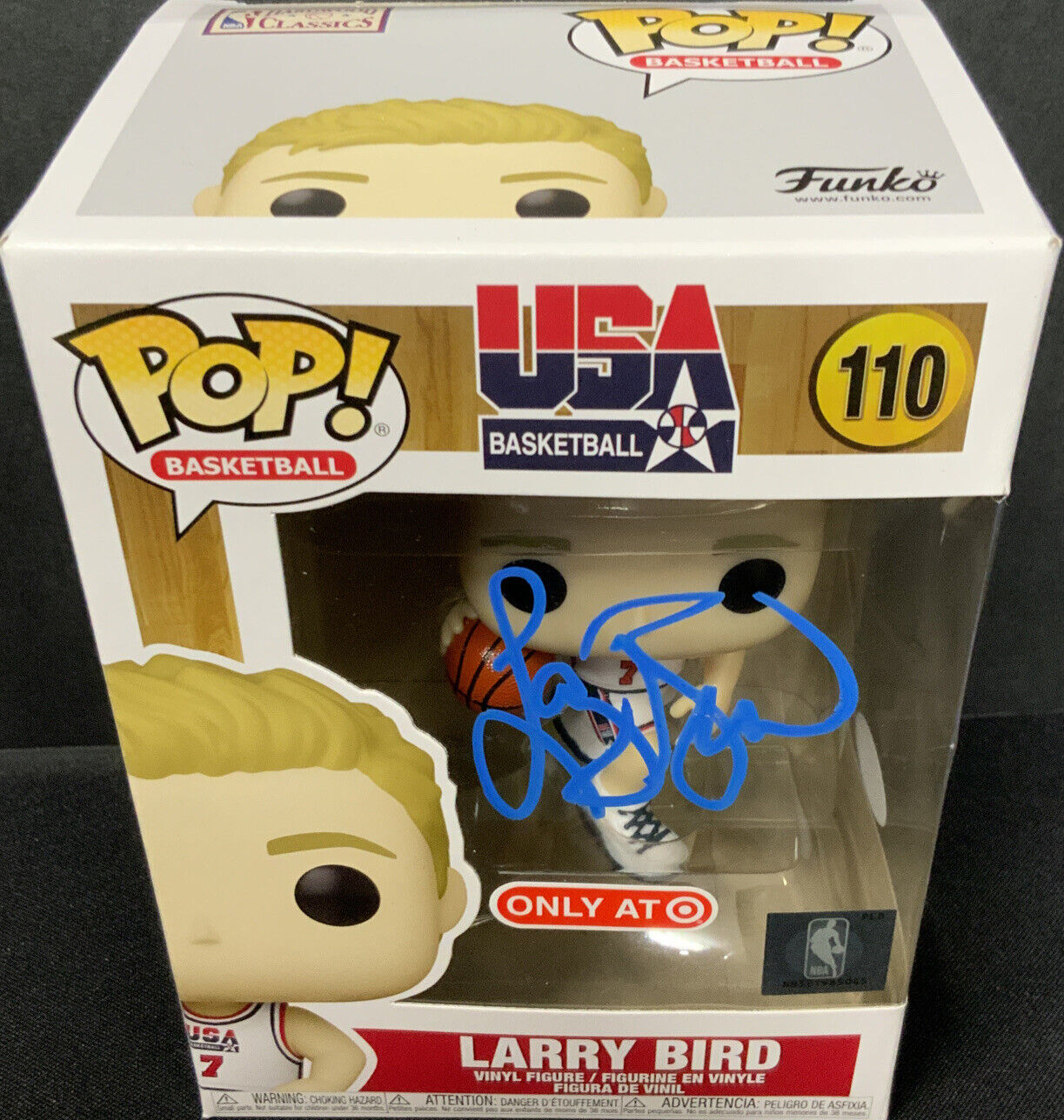 LARRY BIRD SIGNED TEAM USA #110 TARGET EXCLUSIVE FUNKO POP PSA WITNESS 1C10624