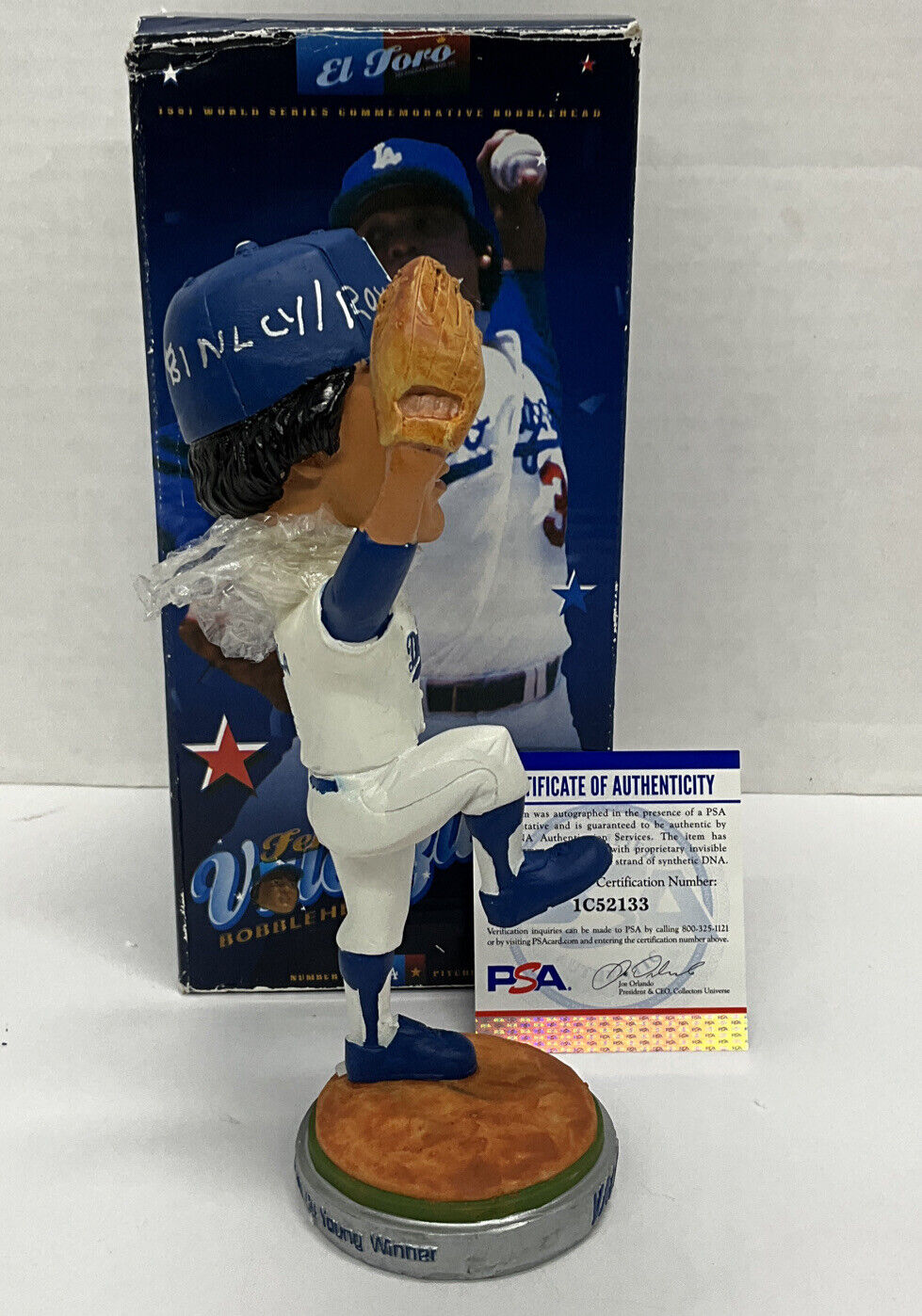 FERNANDO VALENZUELA DODGERS SIGNED 06 SGA LE SILVER BASE BOBBLEHEAD PSA 1C52133