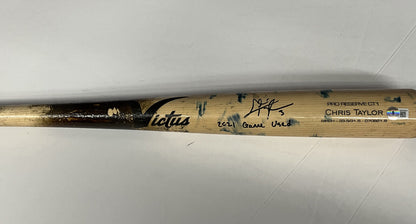 CHRIS TAYLOR DODGERS SIGNED GAME USED VICTUS BAT "2021 GAME USED" IN BAS WW26556