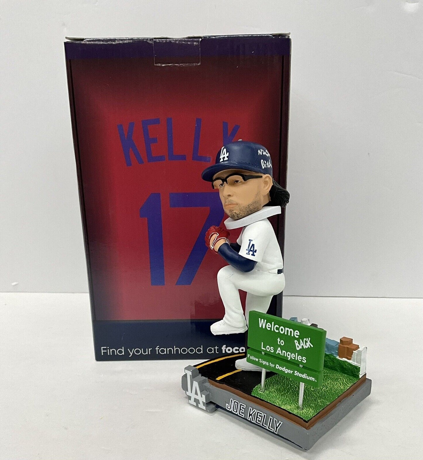 JOE KELLY SIGNED WELCOME BACK TO LA BOBBLEHEAD "NICE SWING BITCH"  PSA 3C13429