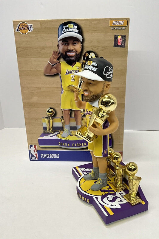 DEREK FISHER SIGNED LAKERS 5X CHAMPION LIMITED #/360 FOCO BOBBLEHEAD BAS W128231