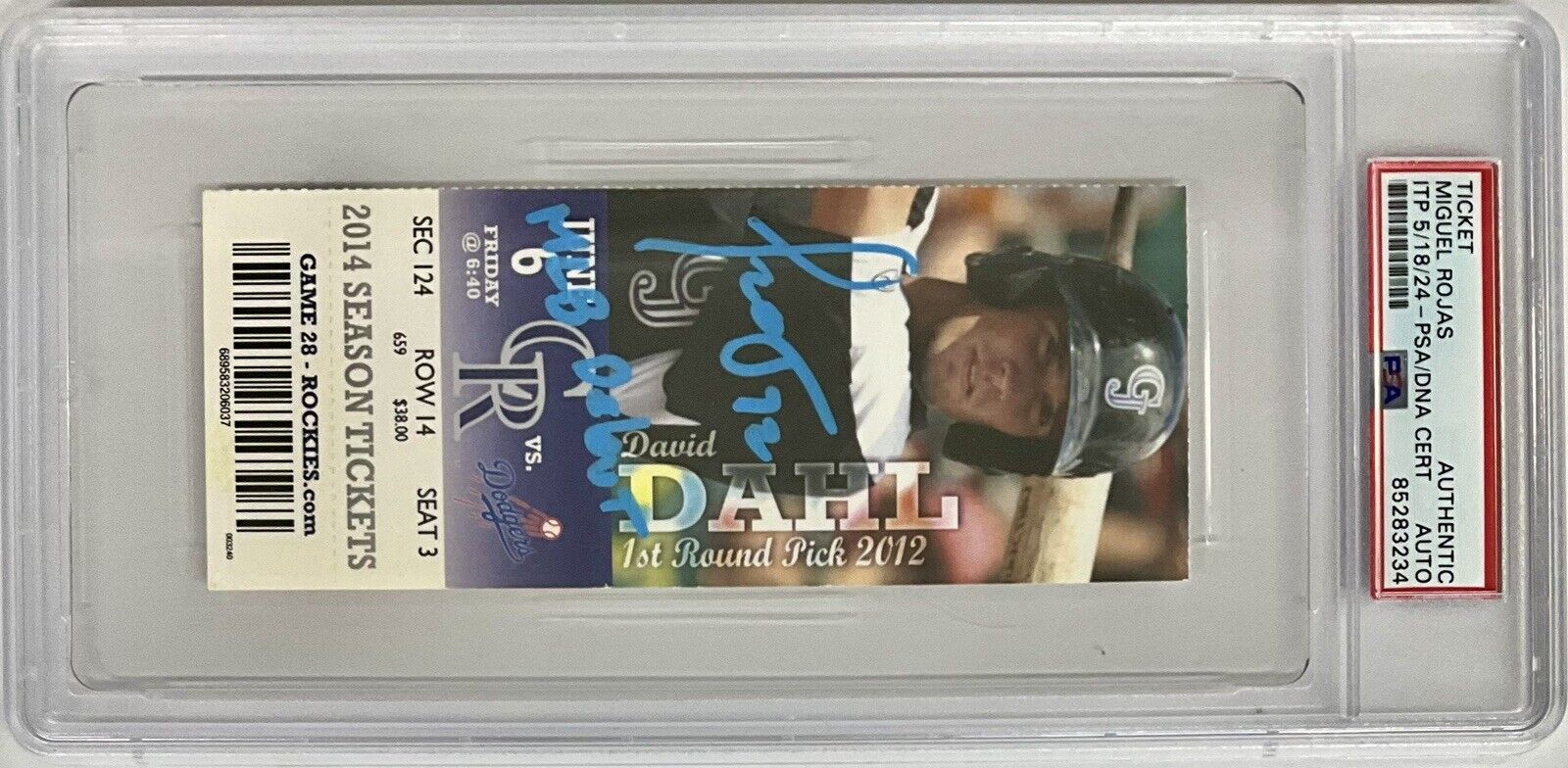 MIGUEL ROJAS DODGERS SIGNED MLB DEBUT 06/06/14 TICKET STUB PSA ITP 85283234