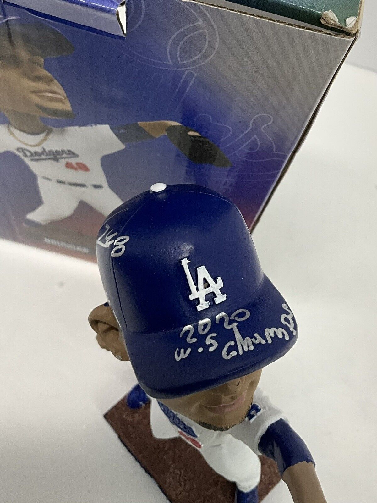 BRUSDAR GRATEROL SIGNED DODGERS BOBBLEHEAD "2020 WS CHAMPS, BAZOOKA" PSA 3C24655