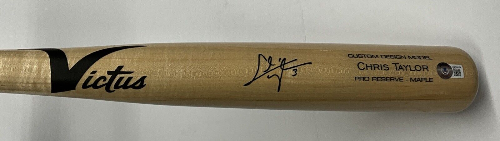 CHRIS TAYLOR DODGERS WS CHAMP SIGNED VICTUS GAME MODEL BLONDE BAT BAS  WZ59524