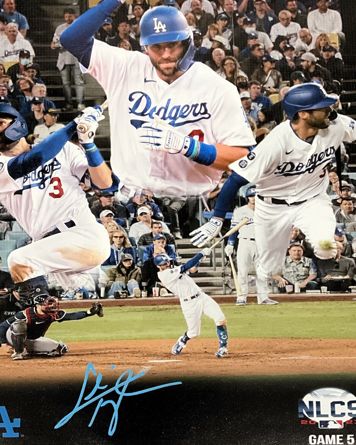 CHRIS TAYLOR DODGERS SIGNED 22X26 NLCS GAME 5 3 HR GAME CANVAS EDIT PSA 2C53355