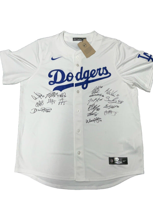 2024 WORLD SERIES CHAMPS DODGERS SIGNED NIKE JERSEY 17 AUTOS FREEMAN TEO PSA 116