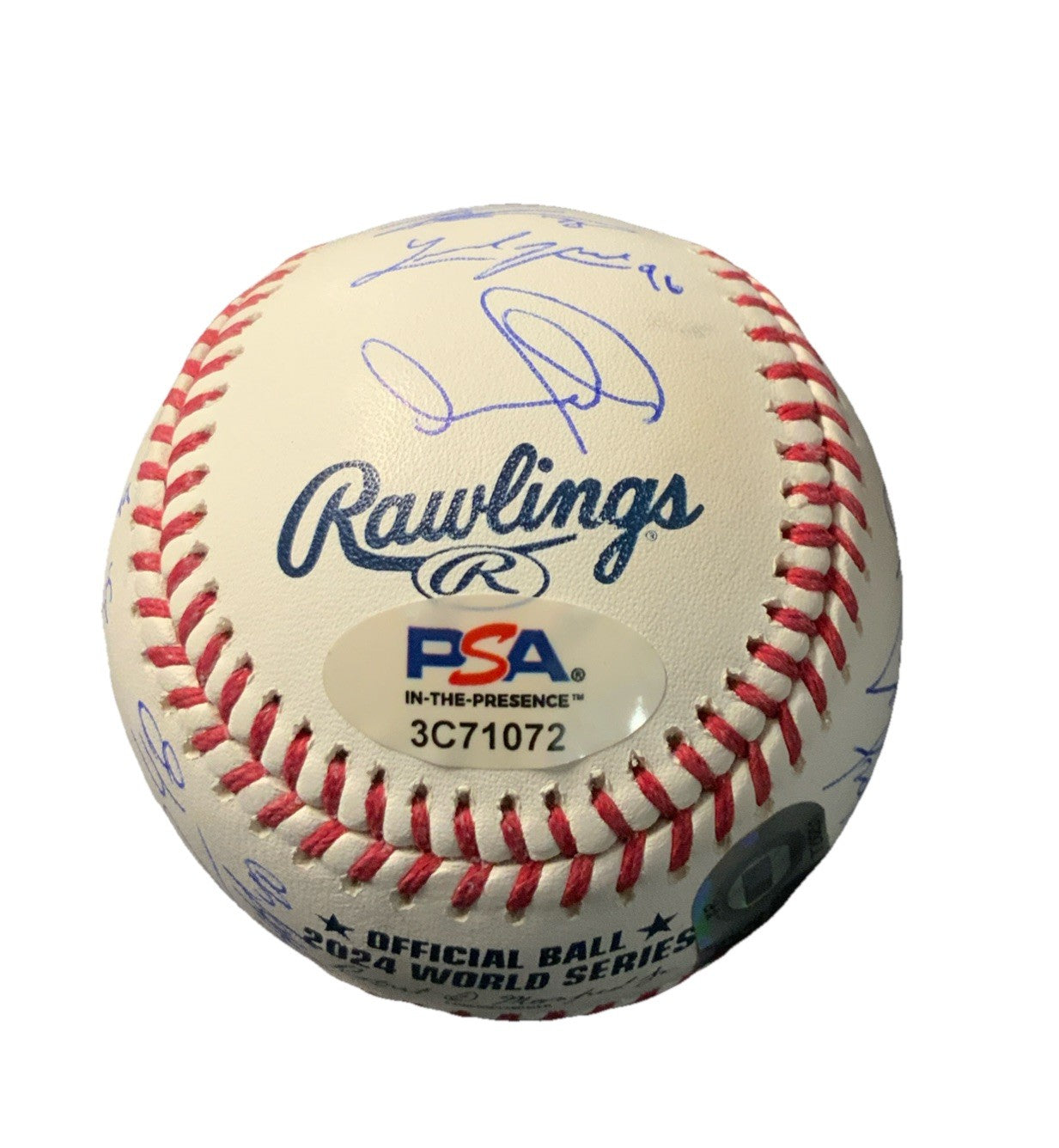 DODGERS SIGNED 2024 WORLD SERIES BALL 21 AUTOS FREEMAN TEO MUNCY BUEHLER PSA 072